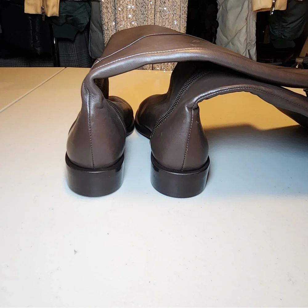 New Stuart Weitzman Keelan Brown‎ Leather Riding Boots Quiet Luxury Rare Size